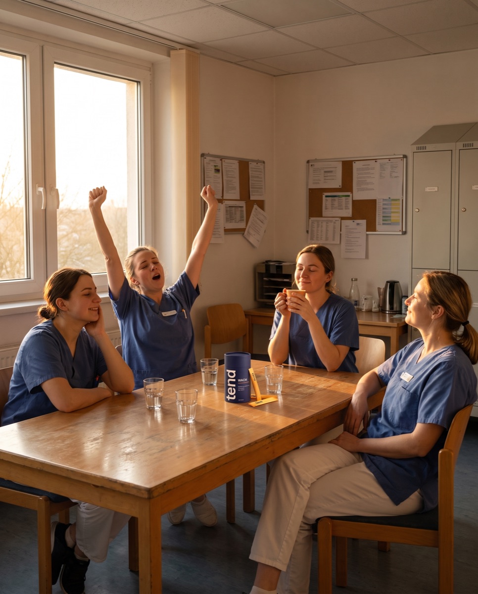 Pflegekräfte im Morgenlicht nach der Nachtschicht